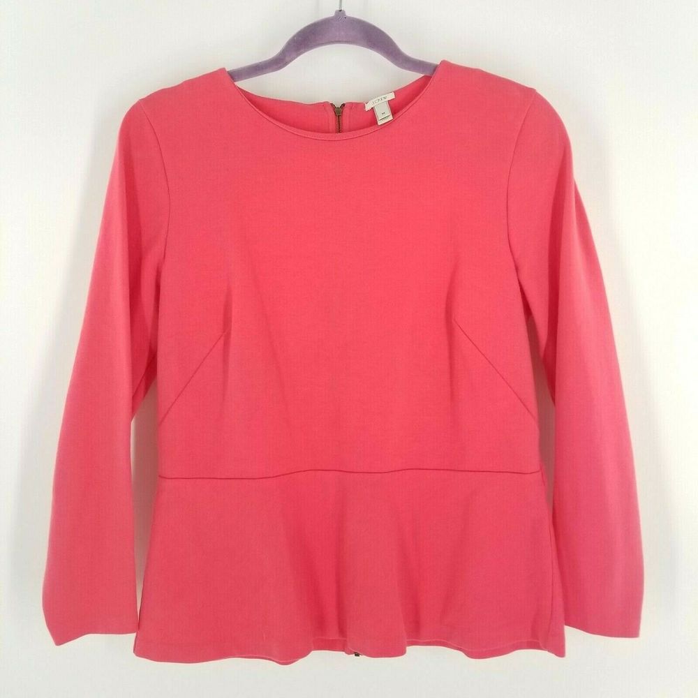 J. Crew Ponte Peplum 3/4 Sleeve Full Back Zip